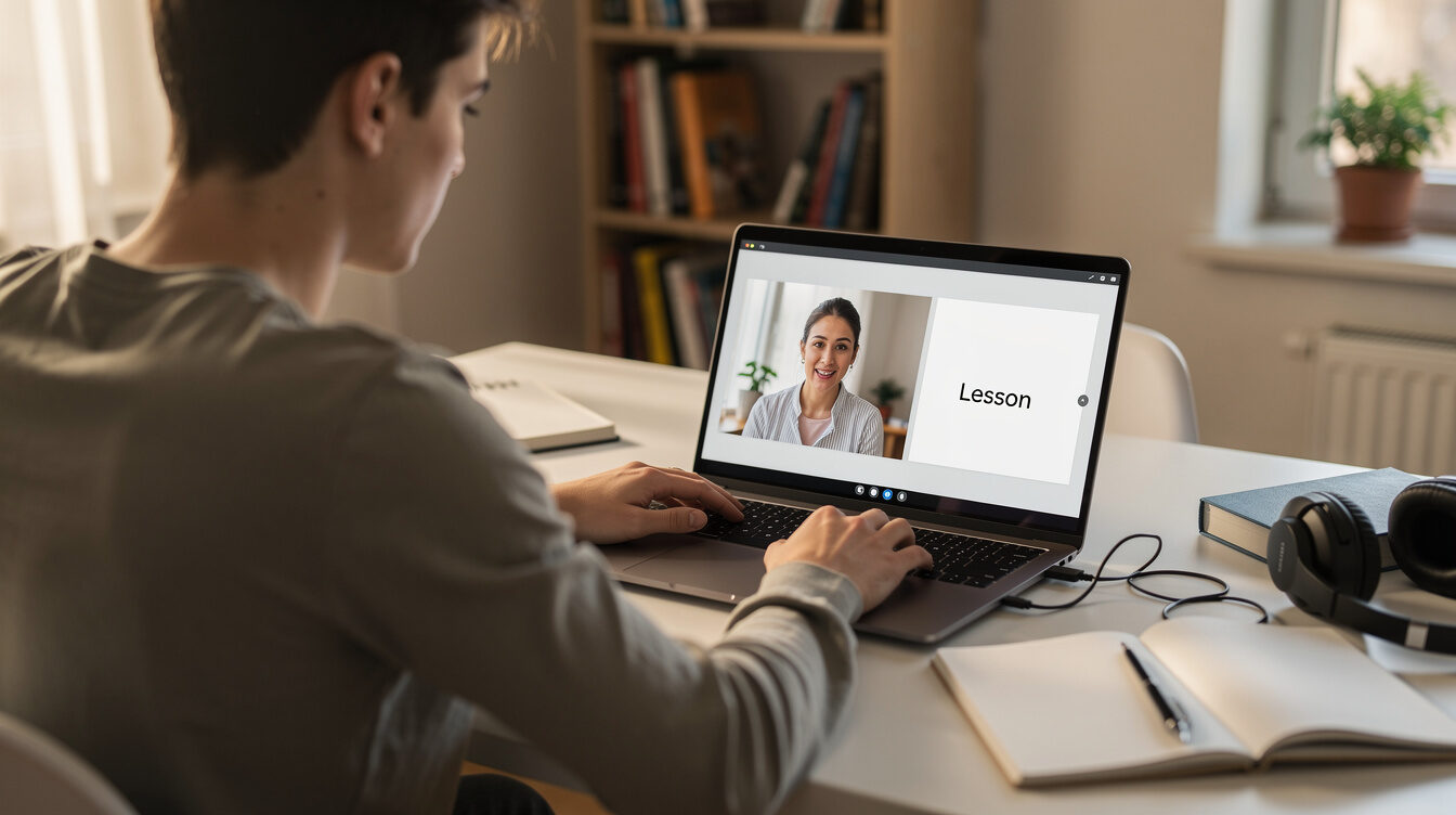 student taking online course